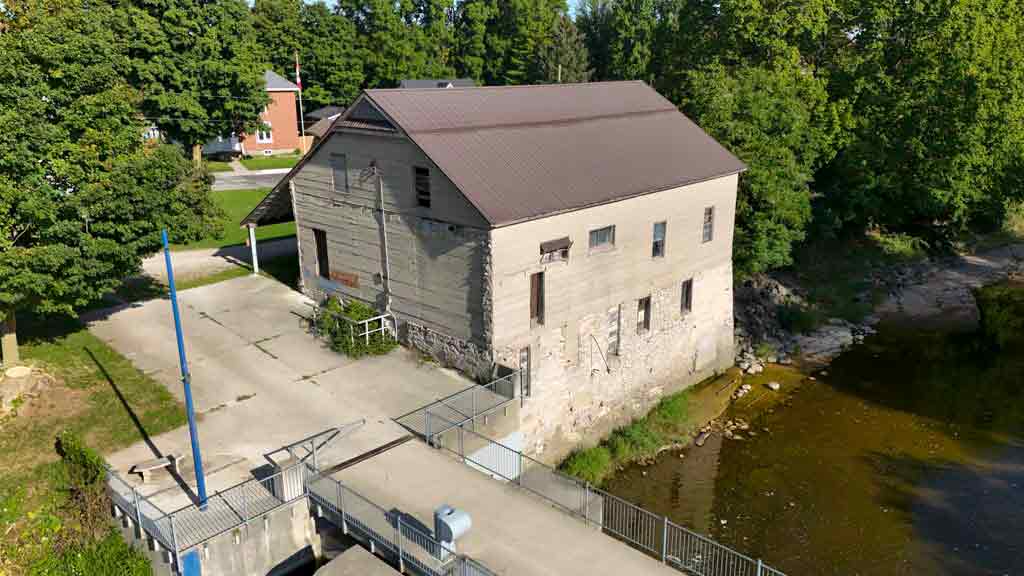 Aerial view of the Logan's Mill - back wall